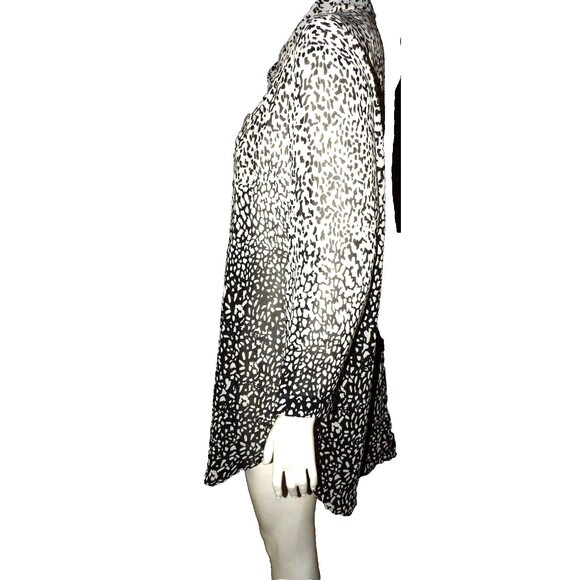 Zashi NWT Blouse Shirt Button Up Sheer Animal Print Ombre New Coverup 3/4 Sleeve - Picture 3 of 15